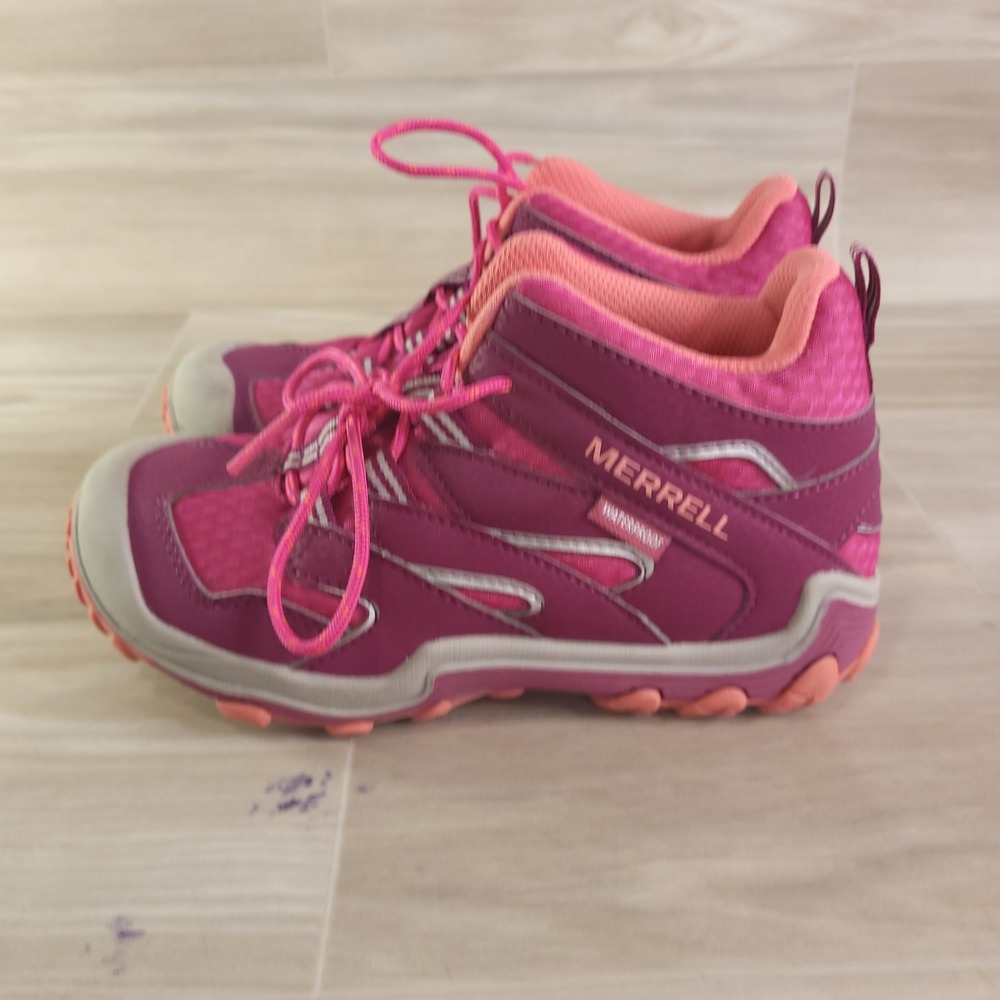 Merrell Chameleon 7 Access Mid Waterproof Boots Kids Pink US 01.0M EU 32 Hiking